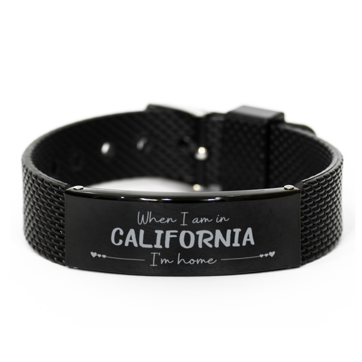 When I am in California I'm home Black Shark Mesh Bracelet, Cheap Gifts For California, State California Birthday Gifts for Friends Coworker