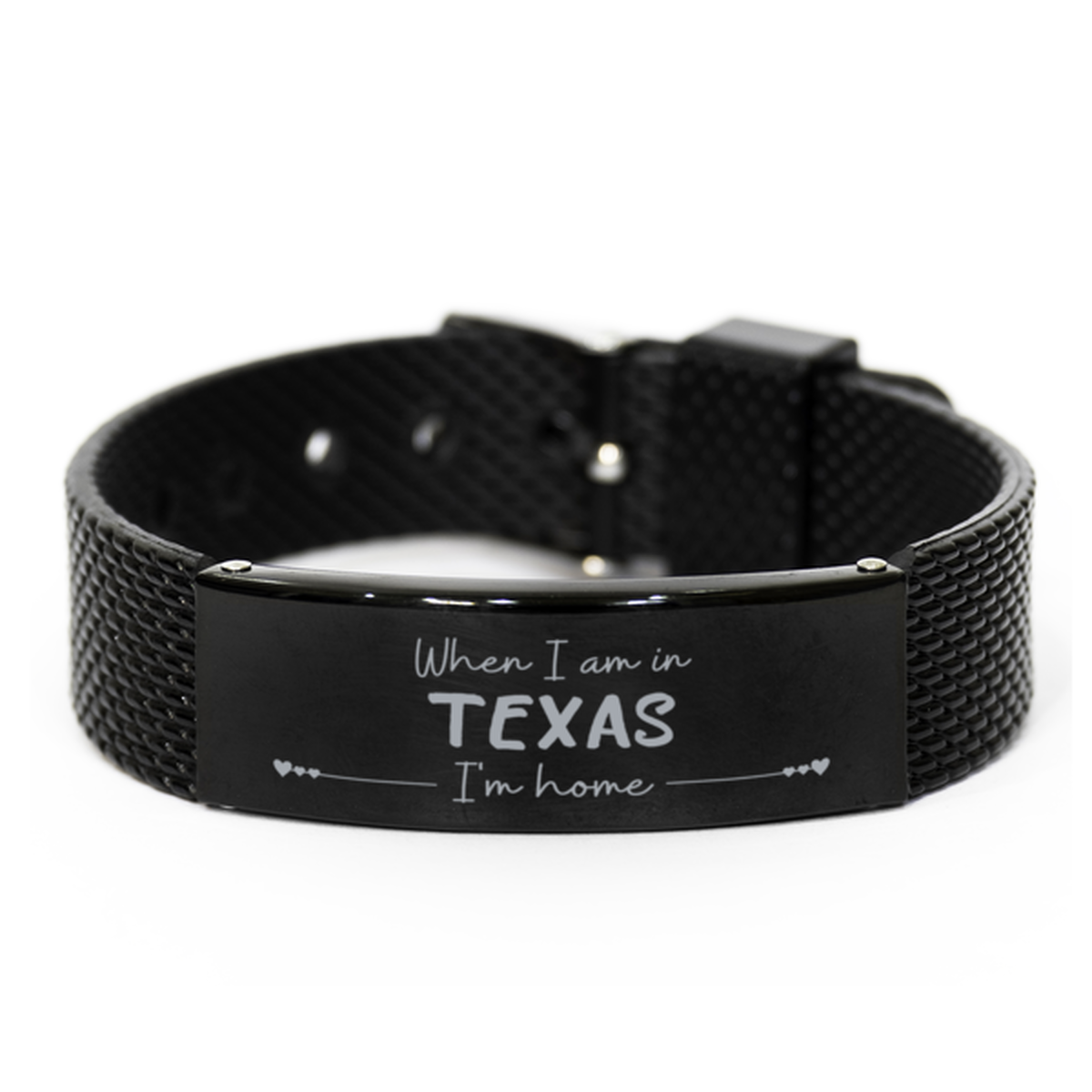 When I am in Texas I'm home Black Shark Mesh Bracelet, Cheap Gifts For Texas, State Texas Birthday Gifts for Friends Coworker
