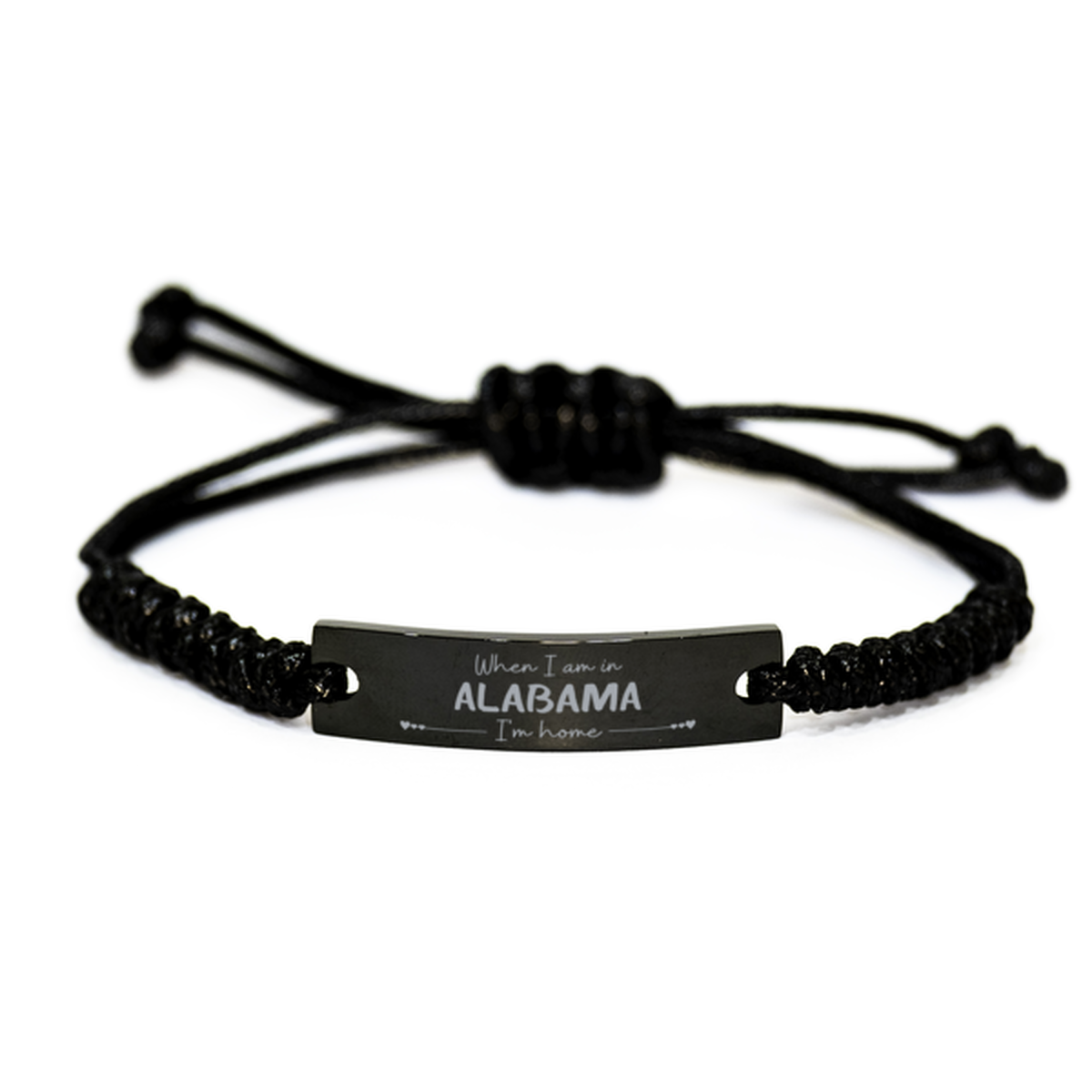 When I am in Alabama I'm home Black Rope Bracelet, Cheap Gifts For Alabama, State Alabama Birthday Gifts for Friends Coworker