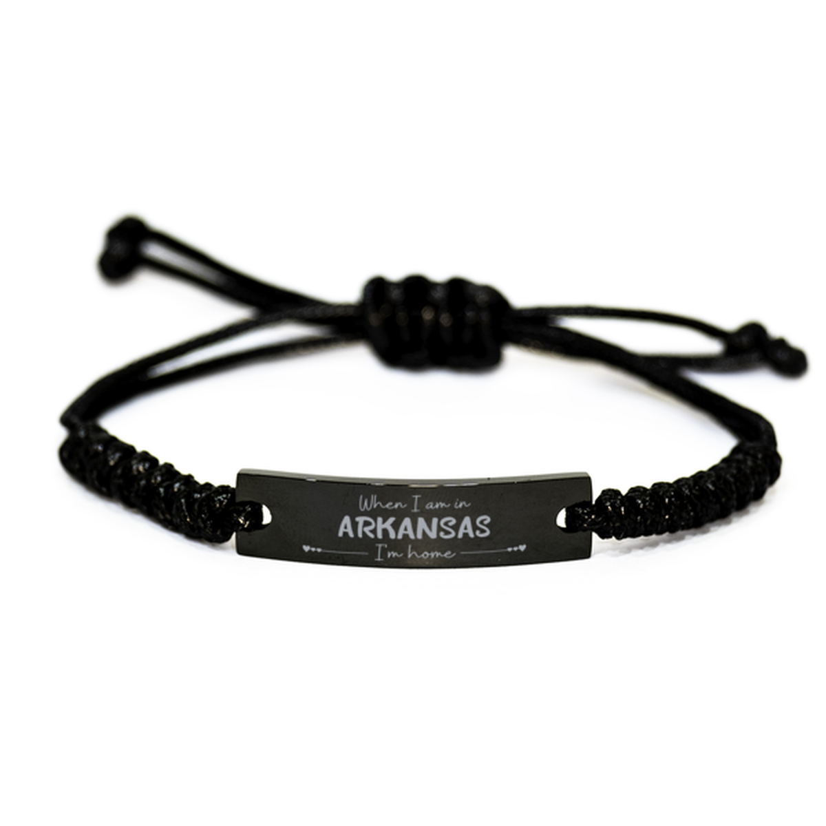 When I am in Arkansas I'm home Black Rope Bracelet, Cheap Gifts For Arkansas, State Arkansas Birthday Gifts for Friends Coworker