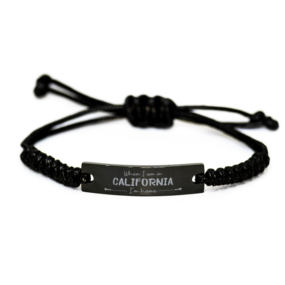 When I am in California I'm home Black Rope Bracelet, Cheap Gifts For California, State California Birthday Gifts for Friends Coworker