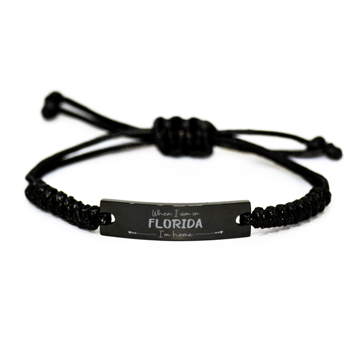 When I am in Florida I'm home Black Rope Bracelet, Cheap Gifts For Florida, State Florida Birthday Gifts for Friends Coworker