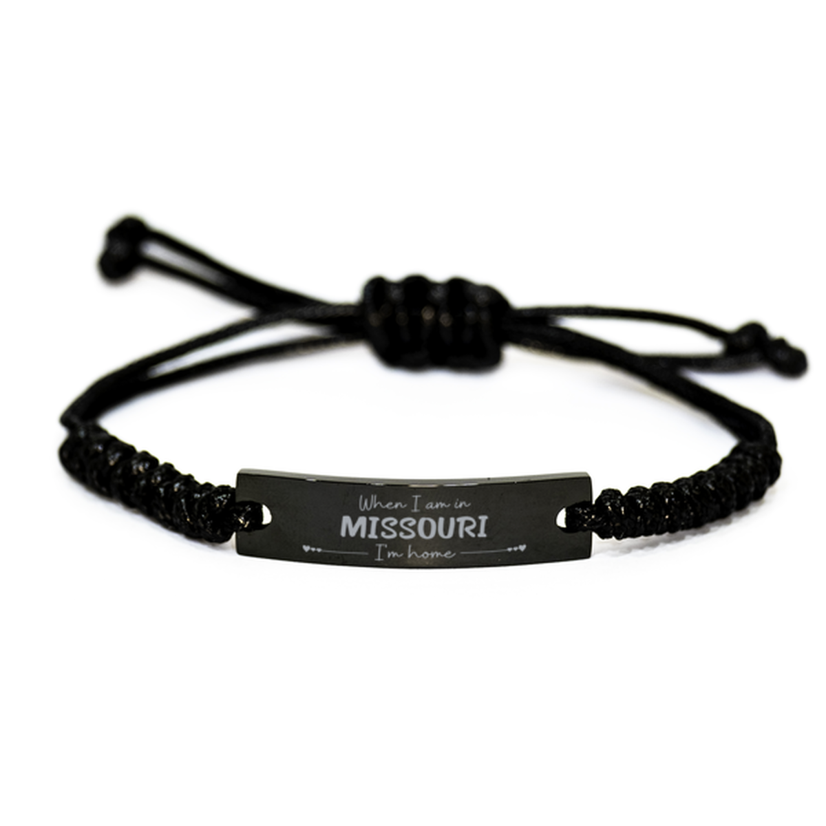 When I am in Missouri I'm home Black Rope Bracelet, Cheap Gifts For Missouri, State Missouri Birthday Gifts for Friends Coworker