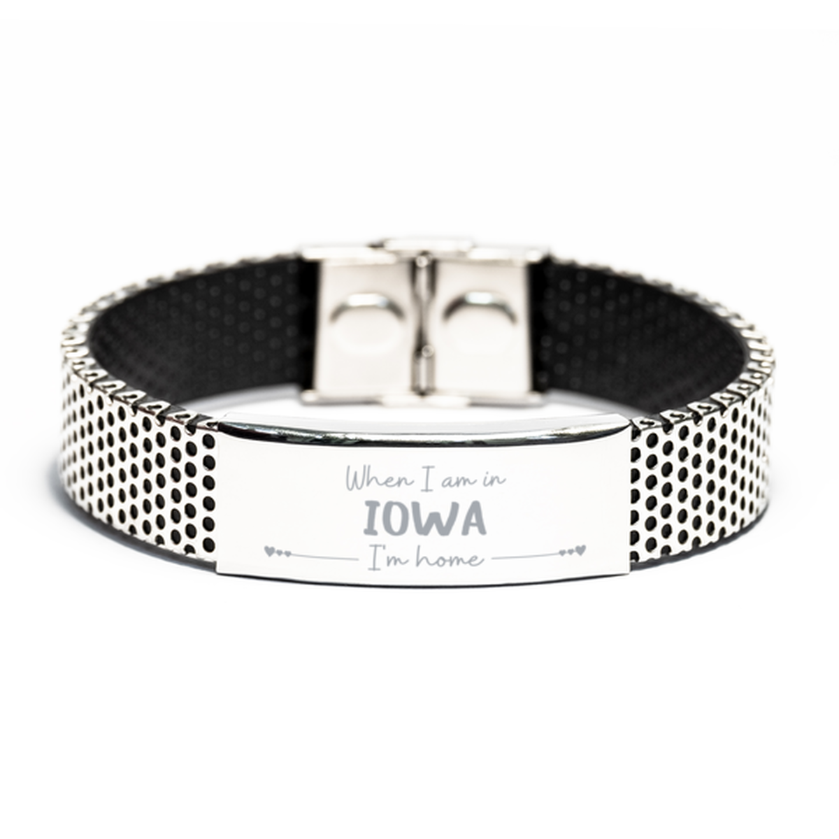 When I am in Iowa I'm home Stainless Steel Bracelet, Cheap Gifts For Iowa, State Iowa Birthday Gifts for Friends Coworker