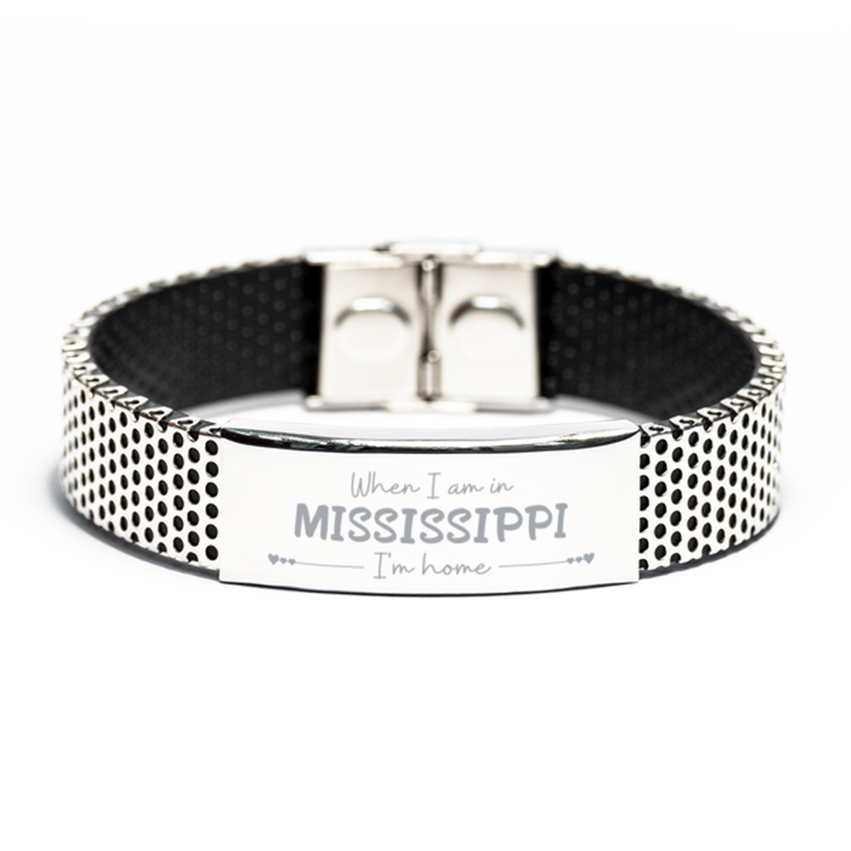 When I am in Mississippi I'm home Stainless Steel Bracelet, Cheap Gifts For Mississippi, State Mississippi Birthday Gifts for Friends Coworker