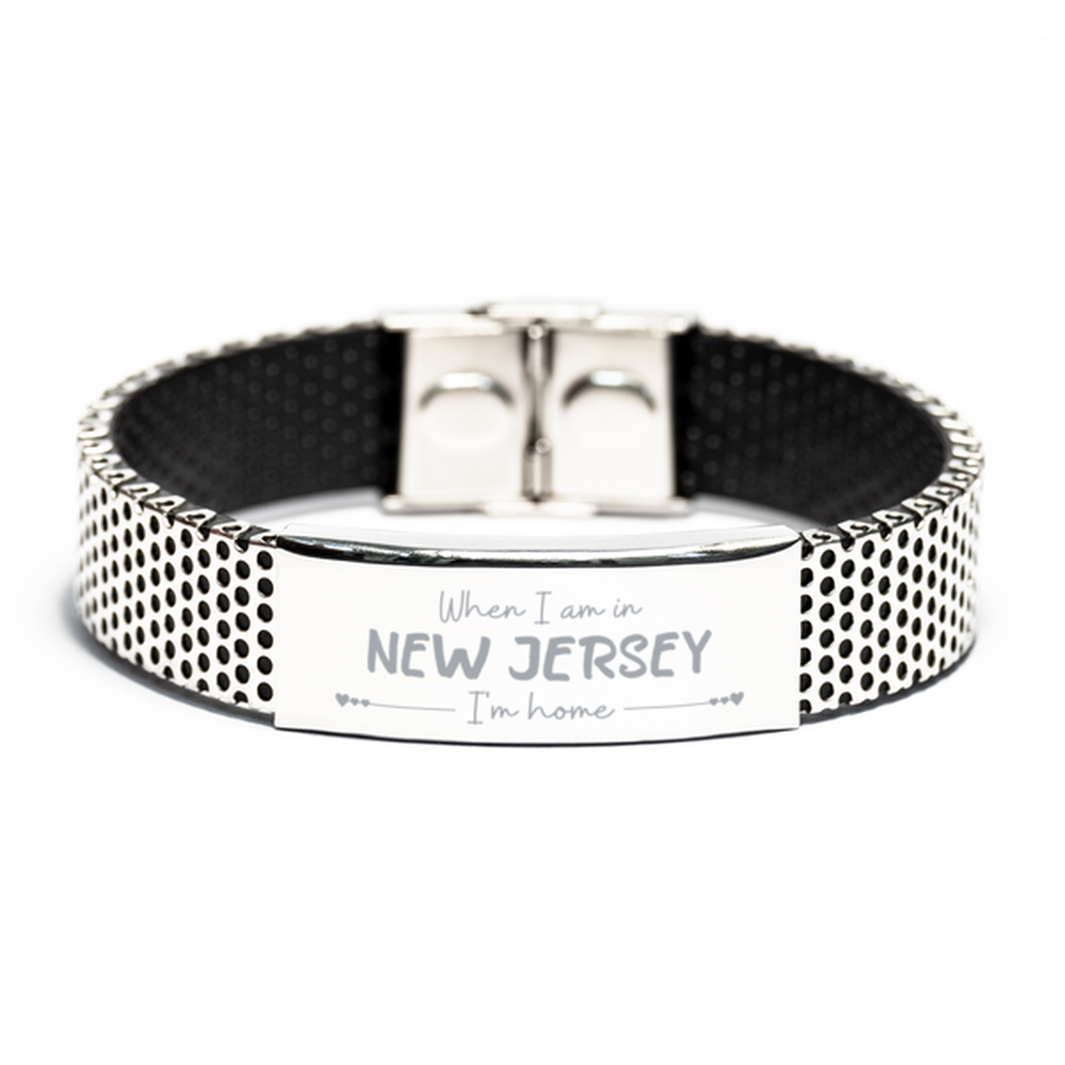 When I am in New Jersey I'm home Stainless Steel Bracelet, Cheap Gifts For New Jersey, State New Jersey Birthday Gifts for Friends Coworker