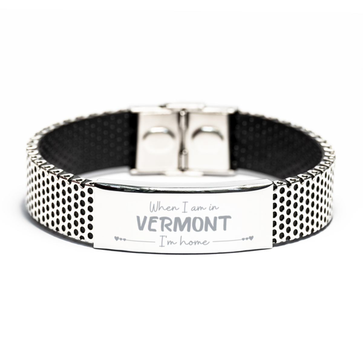 When I am in Vermont I'm home Stainless Steel Bracelet, Cheap Gifts For Vermont, State Vermont Birthday Gifts for Friends Coworker