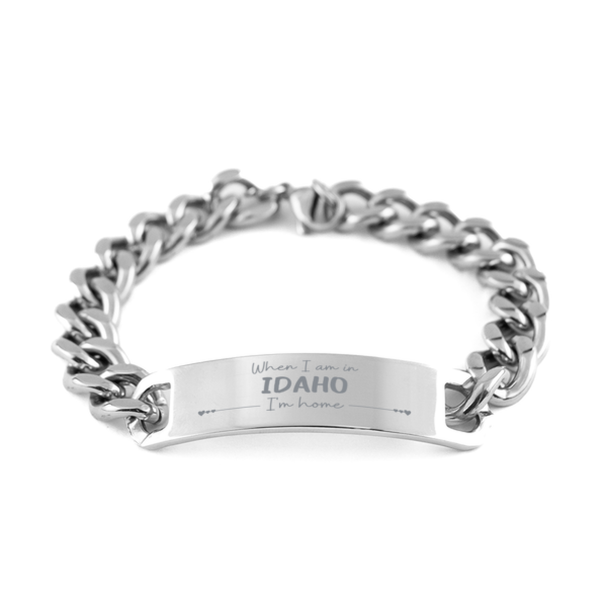 When I am in Idaho I'm home Cuban Chain Stainless Steel Bracelet, Cheap Gifts For Idaho, State Idaho Birthday Gifts for Friends Coworker