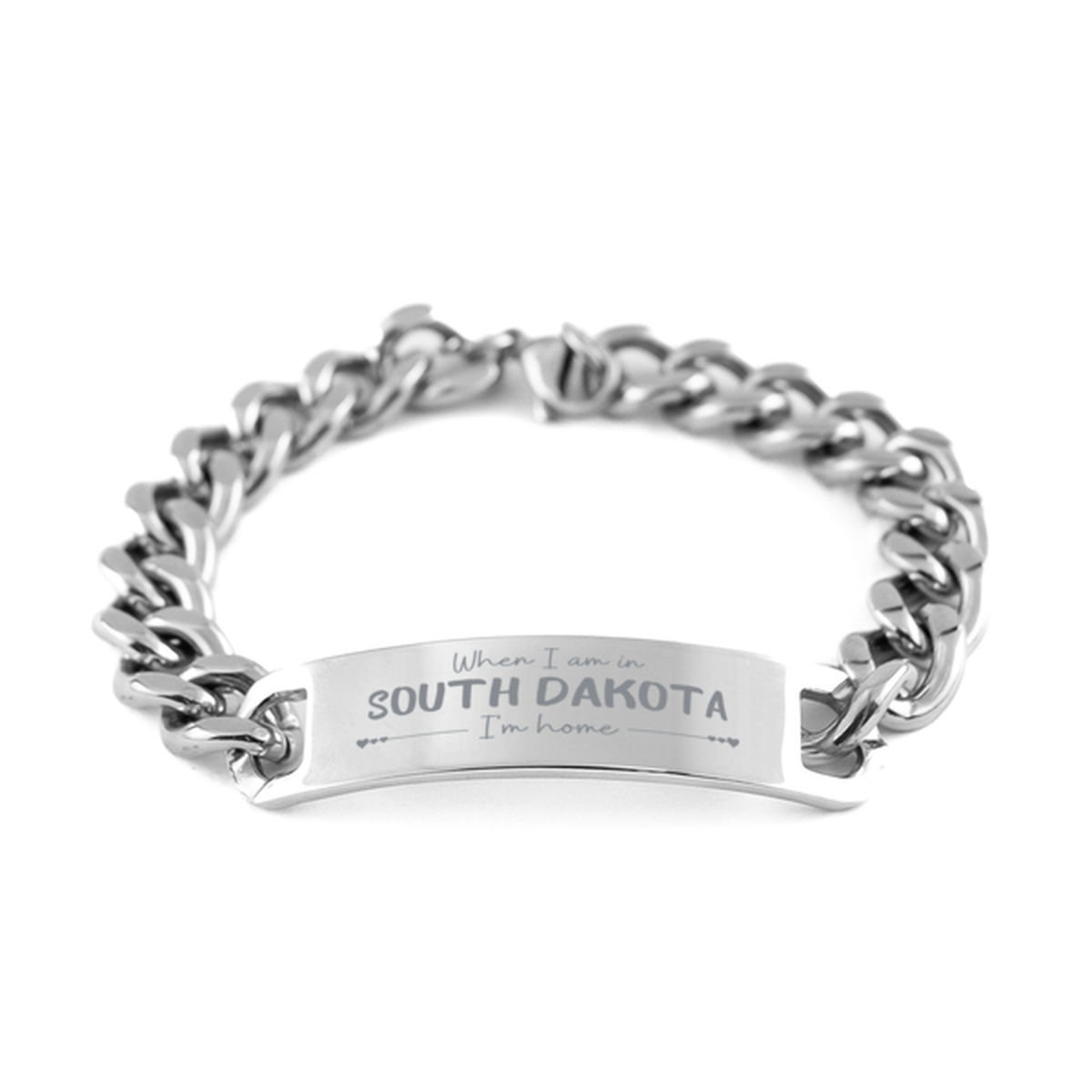 When I am in South Dakota I'm home Cuban Chain Stainless Steel Bracelet, Cheap Gifts For South Dakota, State South Dakota Birthday Gifts for Friends Coworker