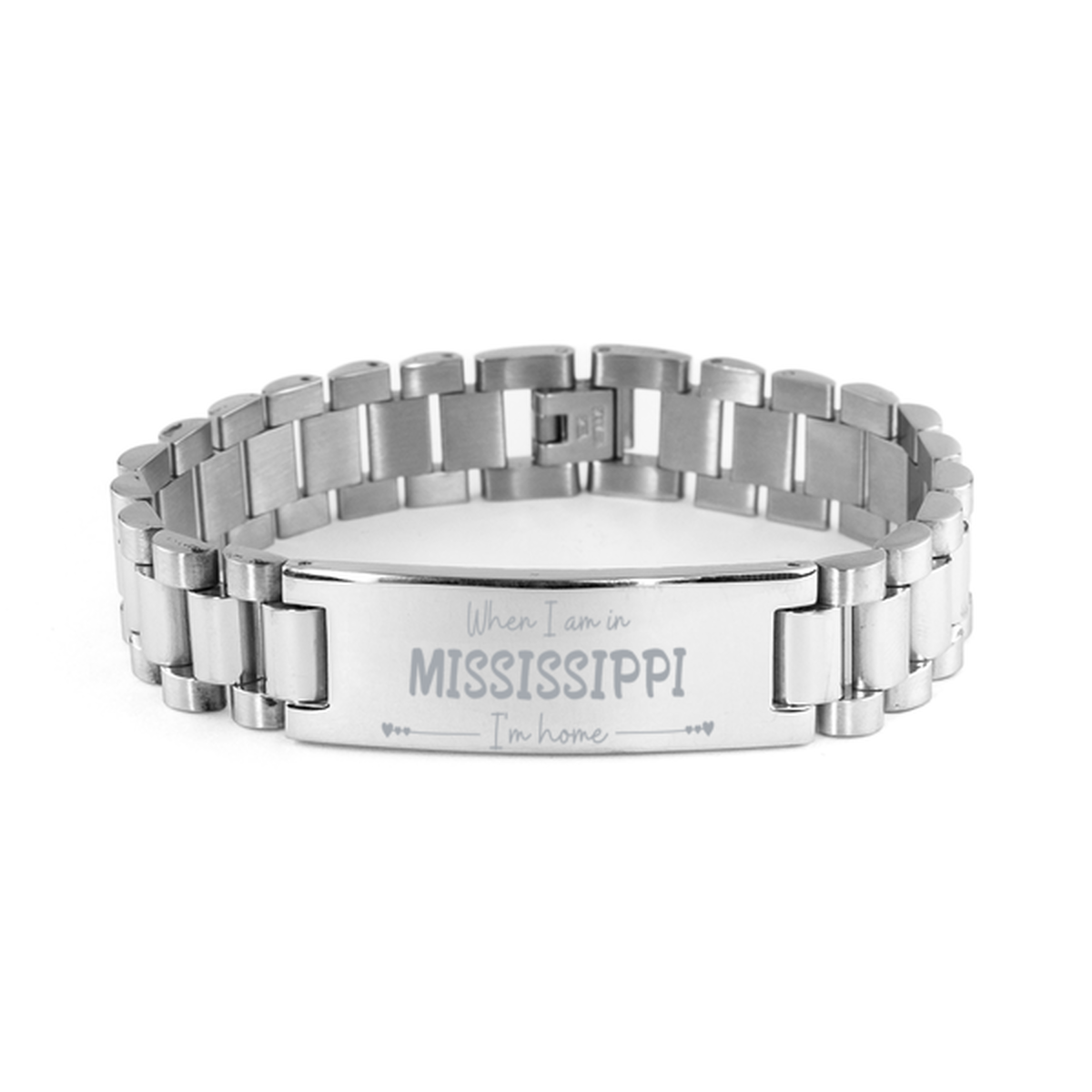 When I am in Mississippi I'm home Ladder Stainless Steel Bracelet, Cheap Gifts For Mississippi, State Mississippi Birthday Gifts for Friends Coworker