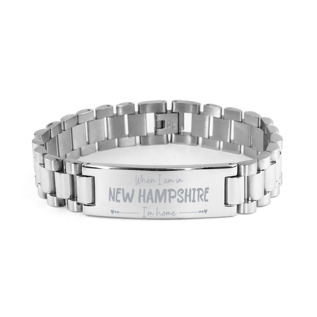 When I am in New Hampshire I'm home Ladder Stainless Steel Bracelet, Cheap Gifts For New Hampshire, State New Hampshire Birthday Gifts for Friends Coworker
