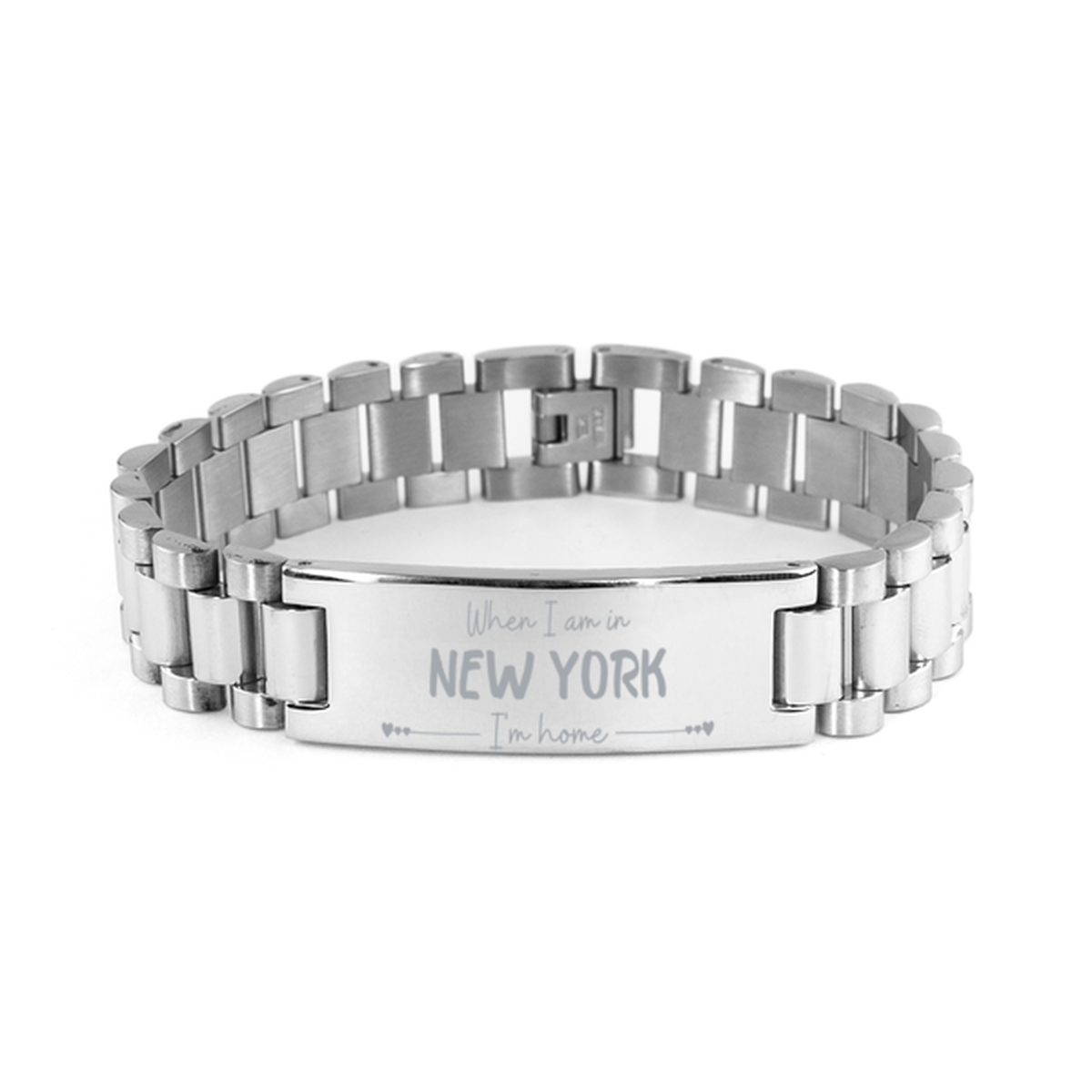 When I am in New York I'm home Ladder Stainless Steel Bracelet, Cheap Gifts For New York, State New York Birthday Gifts for Friends Coworker