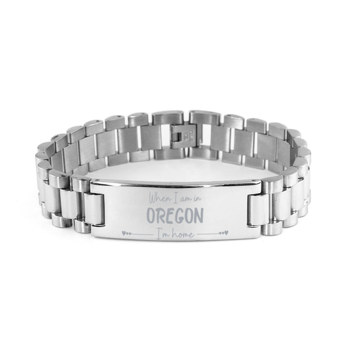 When I am in Oregon I'm home Ladder Stainless Steel Bracelet, Cheap Gifts For Oregon, State Oregon Birthday Gifts for Friends Coworker