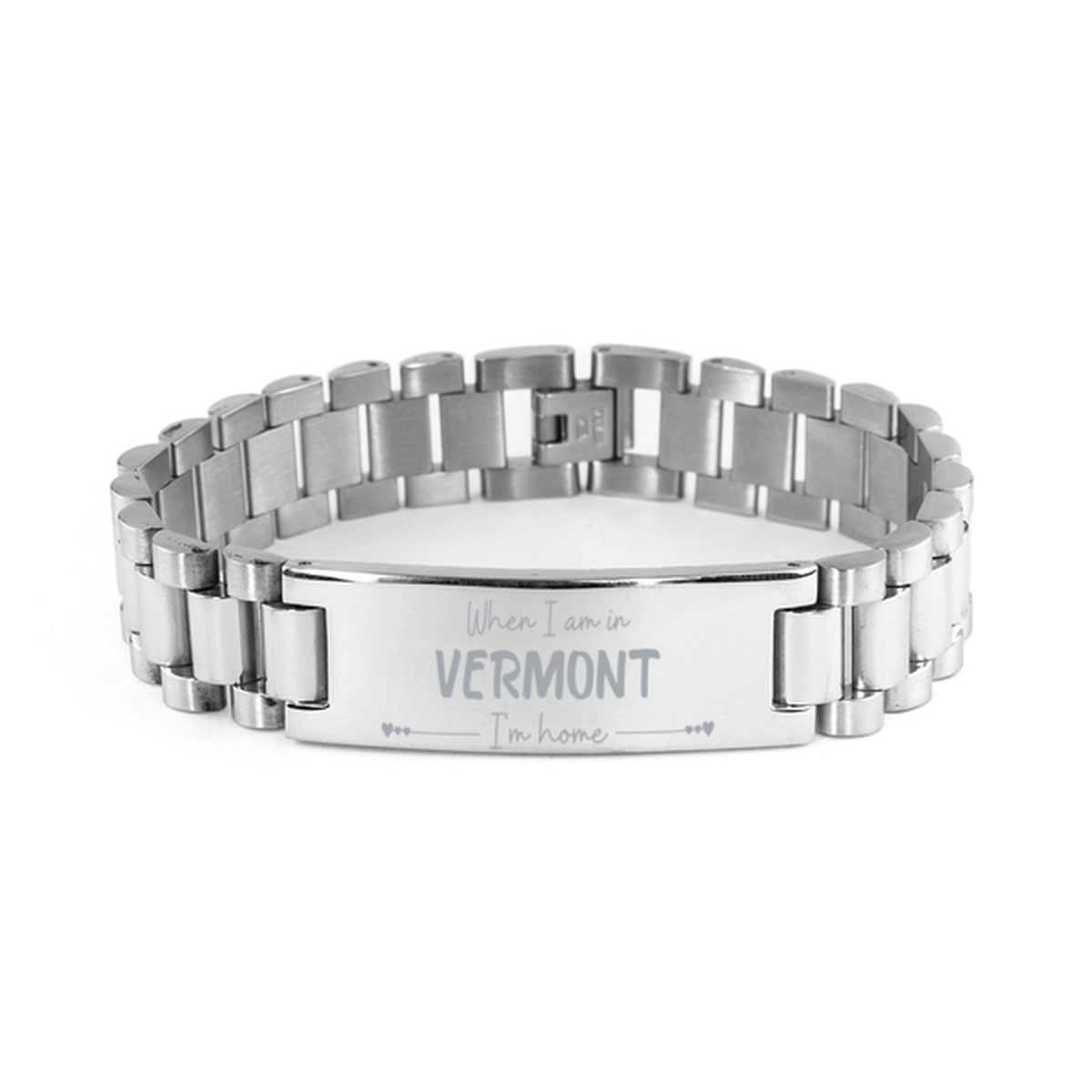 When I am in Vermont I'm home Ladder Stainless Steel Bracelet, Cheap Gifts For Vermont, State Vermont Birthday Gifts for Friends Coworker