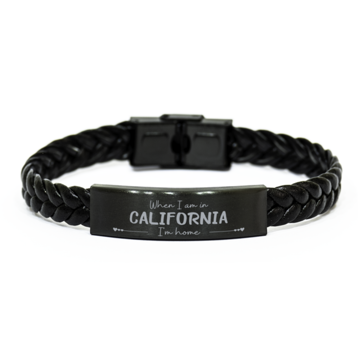 When I am in California I'm home Braided Leather Bracelet, Cheap Gifts For California, State California Birthday Gifts for Friends Coworker