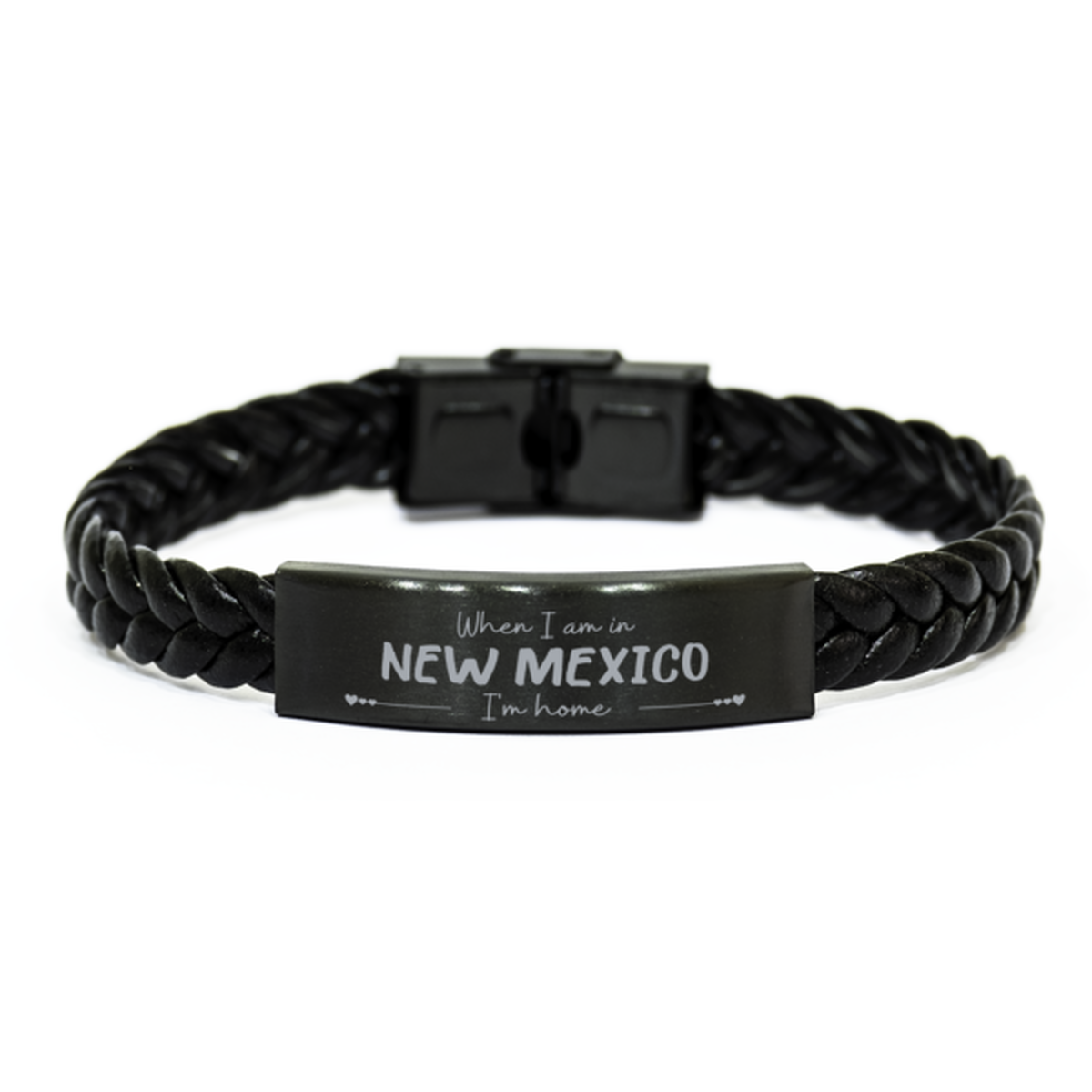 When I am in New Mexico I'm home Braided Leather Bracelet, Cheap Gifts For New Mexico, State New Mexico Birthday Gifts for Friends Coworker