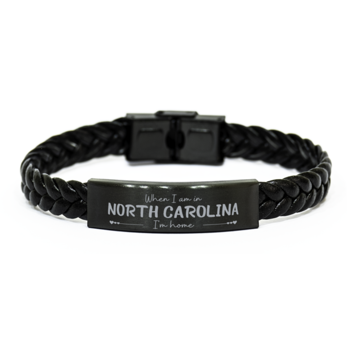 When I am in North Carolina I'm home Braided Leather Bracelet, Cheap Gifts For North Carolina, State North Carolina Birthday Gifts for Friends Coworker