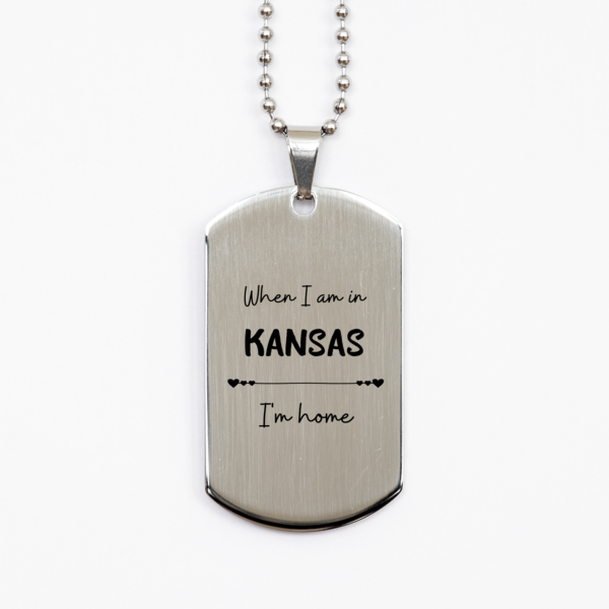 When I am in Kansas I'm home Silver Dog Tag, Cheap Gifts For Kansas, State Kansas Birthday Gifts for Friends Coworker
