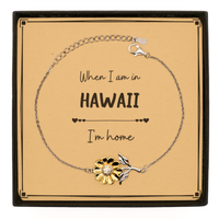 Load image into Gallery viewer, When I am in Hawaii I&#39;m home Sunflower Bracelet, Message Card Gifts For Hawaii, State Hawaii Birthday Gifts for Friends Coworker
