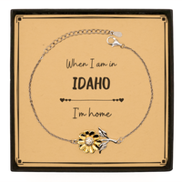 Load image into Gallery viewer, When I am in Idaho I&#39;m home Sunflower Bracelet, Message Card Gifts For Idaho, State Idaho Birthday Gifts for Friends Coworker
