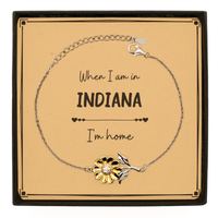 Load image into Gallery viewer, When I am in Indiana I&#39;m home Sunflower Bracelet, Message Card Gifts For Indiana, State Indiana Birthday Gifts for Friends Coworker
