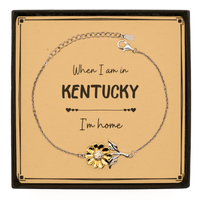 Load image into Gallery viewer, When I am in Kentucky I&#39;m home Sunflower Bracelet, Message Card Gifts For Kentucky, State Kentucky Birthday Gifts for Friends Coworker
