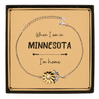 Load image into Gallery viewer, When I am in Minnesota I&#39;m home Sunflower Bracelet, Message Card Gifts For Minnesota, State Minnesota Birthday Gifts for Friends Coworker
