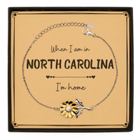 Load image into Gallery viewer, When I am in North Carolina I&#39;m home Sunflower Bracelet, Message Card Gifts For North Carolina, State North Carolina Birthday Gifts for Friends Coworker

