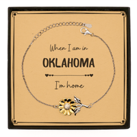 Load image into Gallery viewer, When I am in Oklahoma I&#39;m home Sunflower Bracelet, Message Card Gifts For Oklahoma, State Oklahoma Birthday Gifts for Friends Coworker
