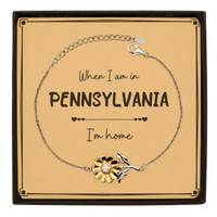 Load image into Gallery viewer, When I am in Pennsylvania I&#39;m home Sunflower Bracelet, Message Card Gifts For Pennsylvania, State Pennsylvania Birthday Gifts for Friends Coworker
