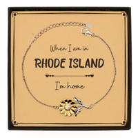 Load image into Gallery viewer, When I am in Rhode Island I&#39;m home Sunflower Bracelet, Message Card Gifts For Rhode Island, State Rhode Island Birthday Gifts for Friends Coworker
