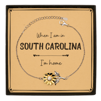 Load image into Gallery viewer, When I am in South Carolina I&#39;m home Sunflower Bracelet, Message Card Gifts For South Carolina, State South Carolina Birthday Gifts for Friends Coworker
