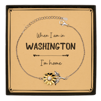 Load image into Gallery viewer, When I am in Washington I&#39;m home Sunflower Bracelet, Message Card Gifts For Washington, State Washington Birthday Gifts for Friends Coworker

