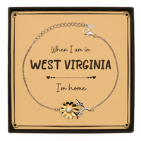 Load image into Gallery viewer, When I am in West Virginia I&#39;m home Sunflower Bracelet, Message Card Gifts For West Virginia, State West Virginia Birthday Gifts for Friends Coworker
