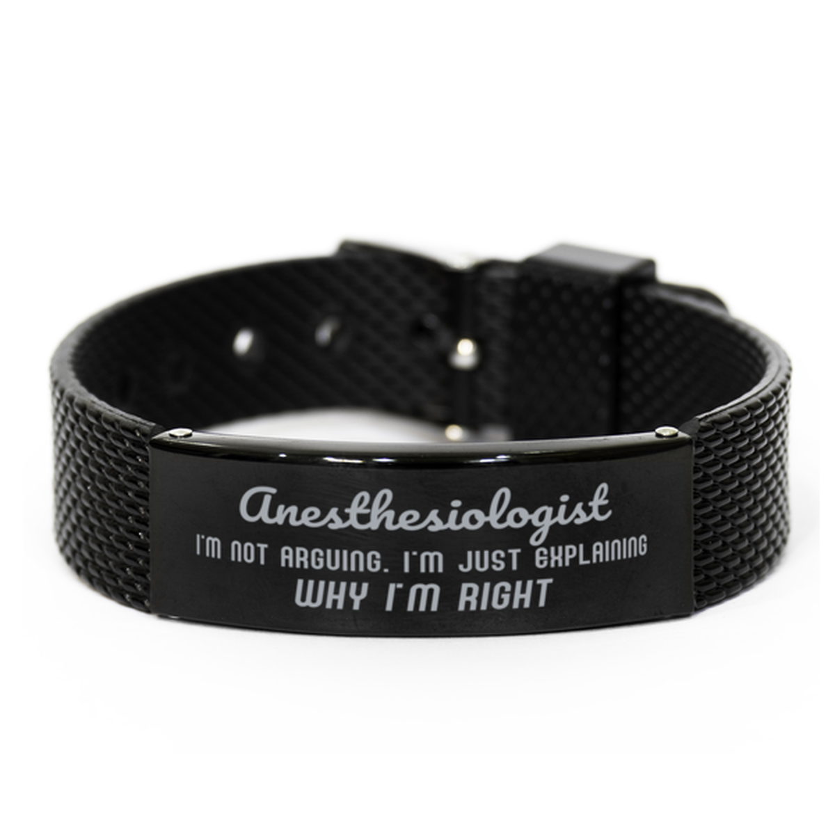 Anesthesiologist I'm not Arguing. I'm Just Explaining Why I'm RIGHT Black Shark Mesh Bracelet, Funny Saying Quote Anesthesiologist Gifts For Anesthesiologist Graduation Birthday Christmas Gifts for Men Women Coworker