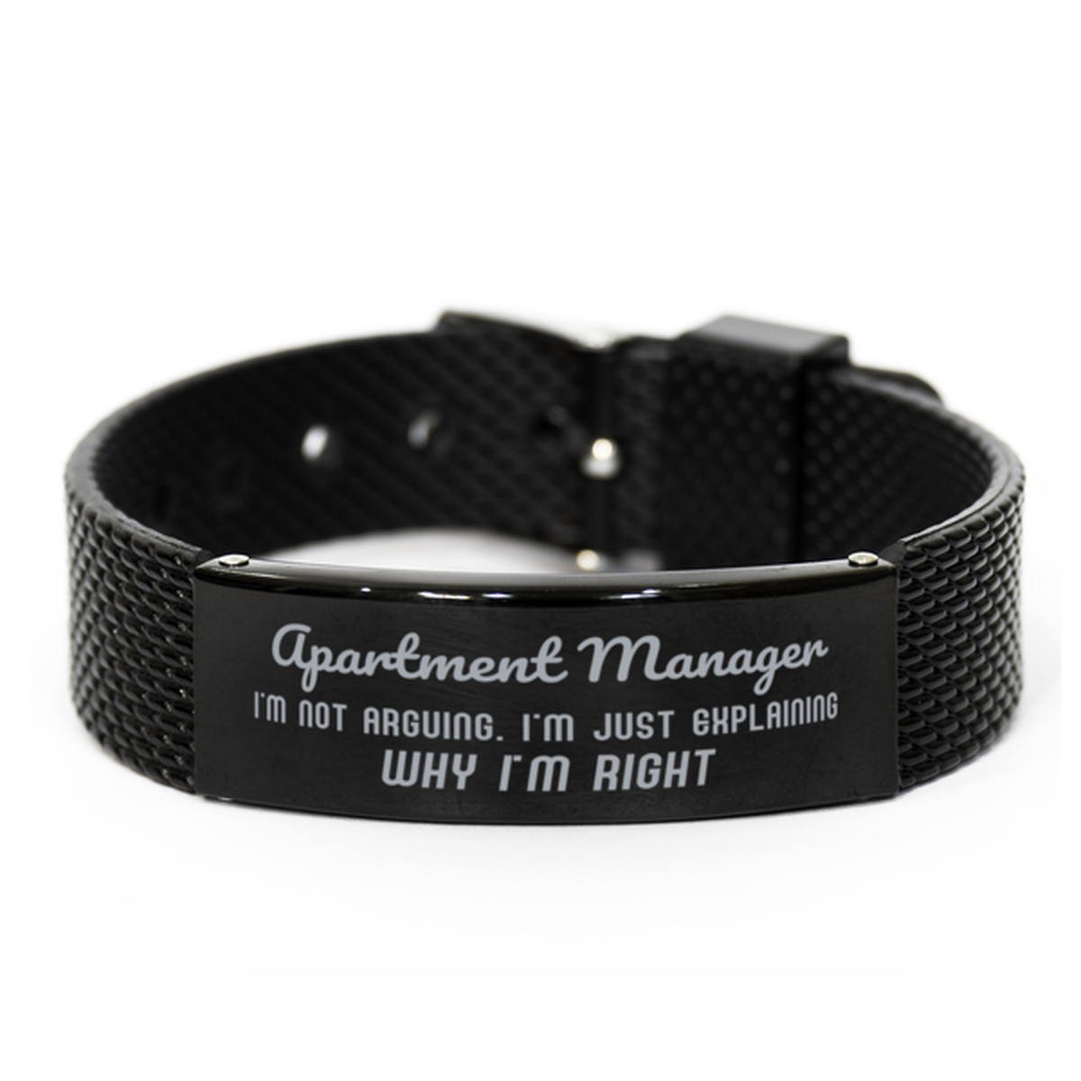 Apartment Manager I'm not Arguing. I'm Just Explaining Why I'm RIGHT Black Shark Mesh Bracelet, Funny Saying Quote Apartment Manager Gifts For Apartment Manager Graduation Birthday Christmas Gifts for Men Women Coworker