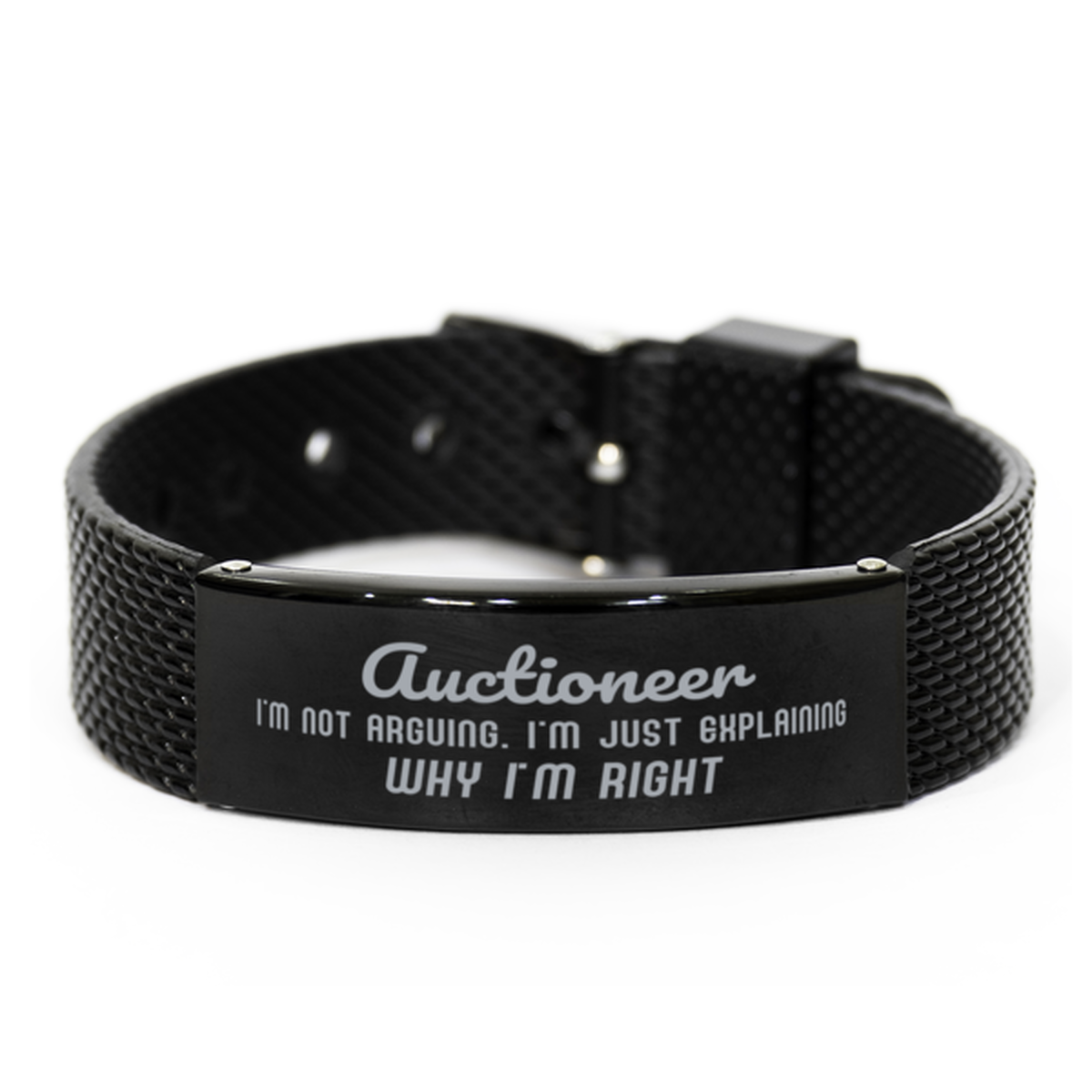 Auctioneer I'm not Arguing. I'm Just Explaining Why I'm RIGHT Black Shark Mesh Bracelet, Funny Saying Quote Auctioneer Gifts For Auctioneer Graduation Birthday Christmas Gifts for Men Women Coworker