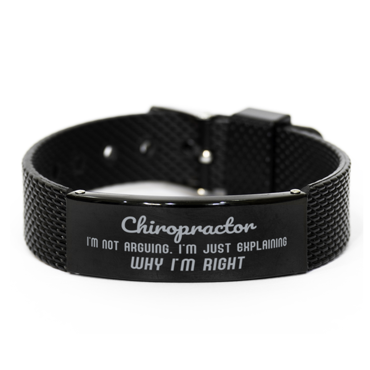 Chiropractor I'm not Arguing. I'm Just Explaining Why I'm RIGHT Black Shark Mesh Bracelet, Funny Saying Quote Chiropractor Gifts For Chiropractor Graduation Birthday Christmas Gifts for Men Women Coworker