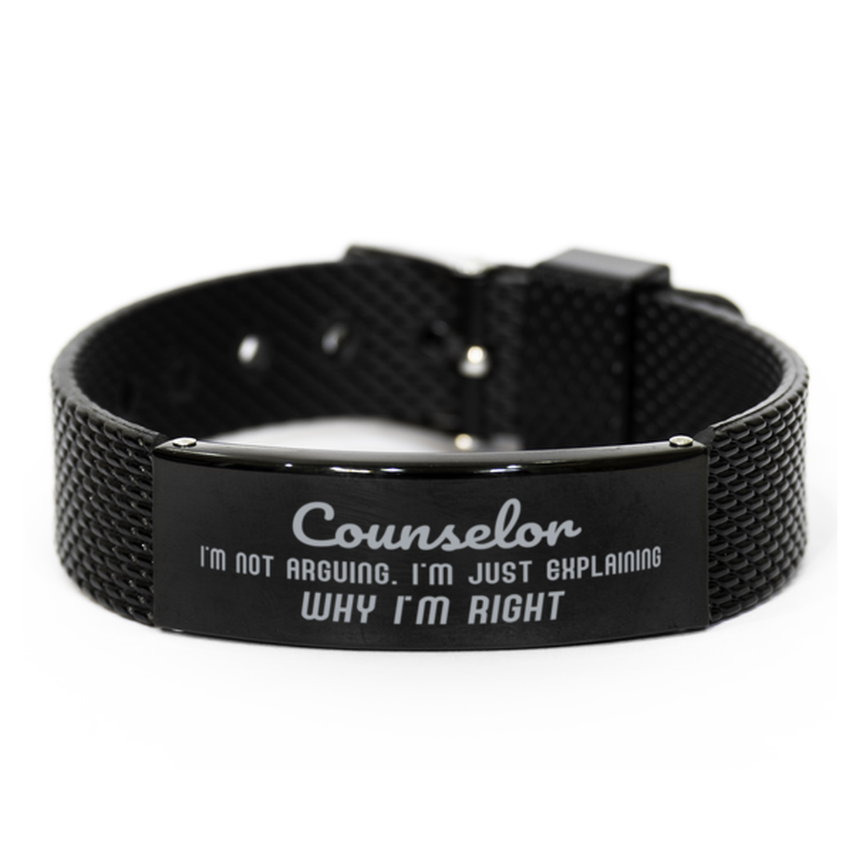 Counselor I'm not Arguing. I'm Just Explaining Why I'm RIGHT Black Shark Mesh Bracelet, Funny Saying Quote Counselor Gifts For Counselor Graduation Birthday Christmas Gifts for Men Women Coworker