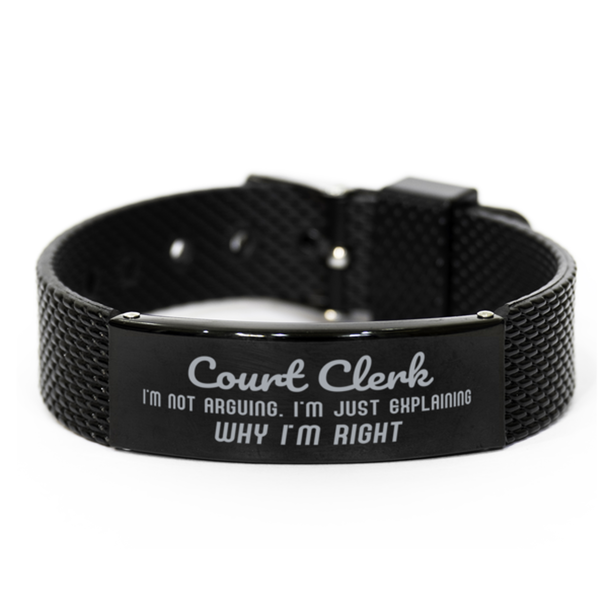 Court Clerk I'm not Arguing. I'm Just Explaining Why I'm RIGHT Black Shark Mesh Bracelet, Funny Saying Quote Court Clerk Gifts For Court Clerk Graduation Birthday Christmas Gifts for Men Women Coworker