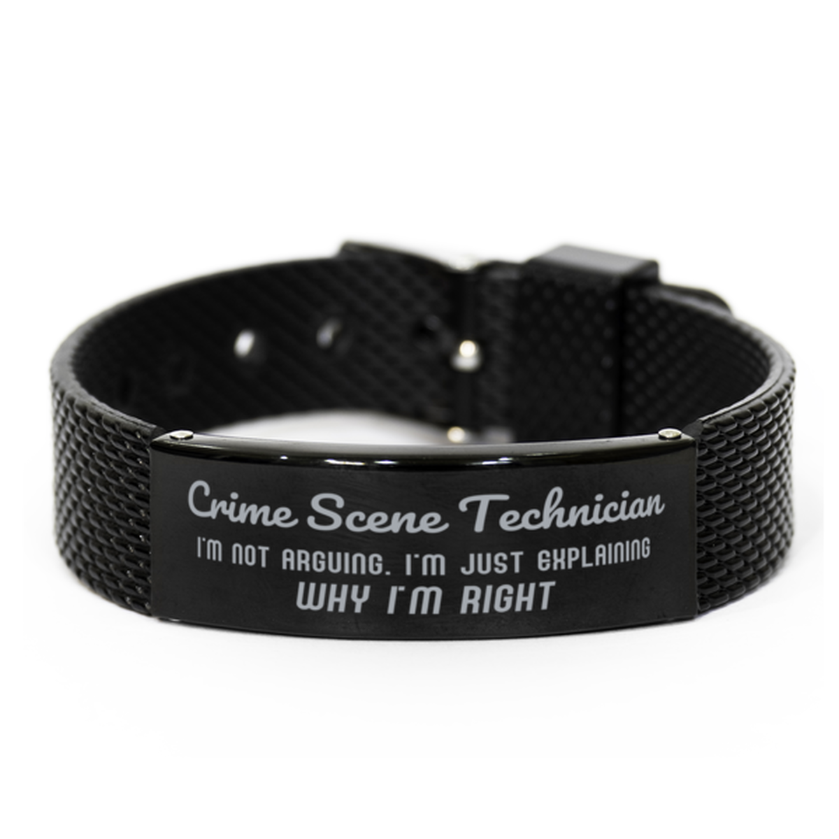 Crime Scene Technician I'm not Arguing. I'm Just Explaining Why I'm RIGHT Black Shark Mesh Bracelet, Funny Saying Quote Crime Scene Technician Gifts For Crime Scene Technician Graduation Birthday Christmas Gifts for Men Women Coworker