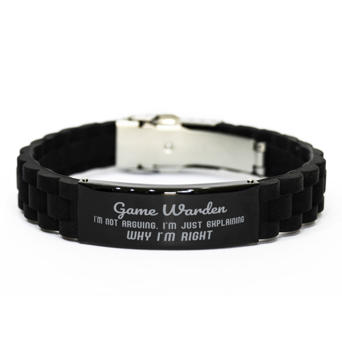 Game Warden I'm not Arguing. I'm Just Explaining Why I'm RIGHT Black Glidelock Clasp Bracelet, Funny Saying Quote Game Warden Gifts For Game Warden Graduation Birthday Christmas Gifts for Men Women Coworker