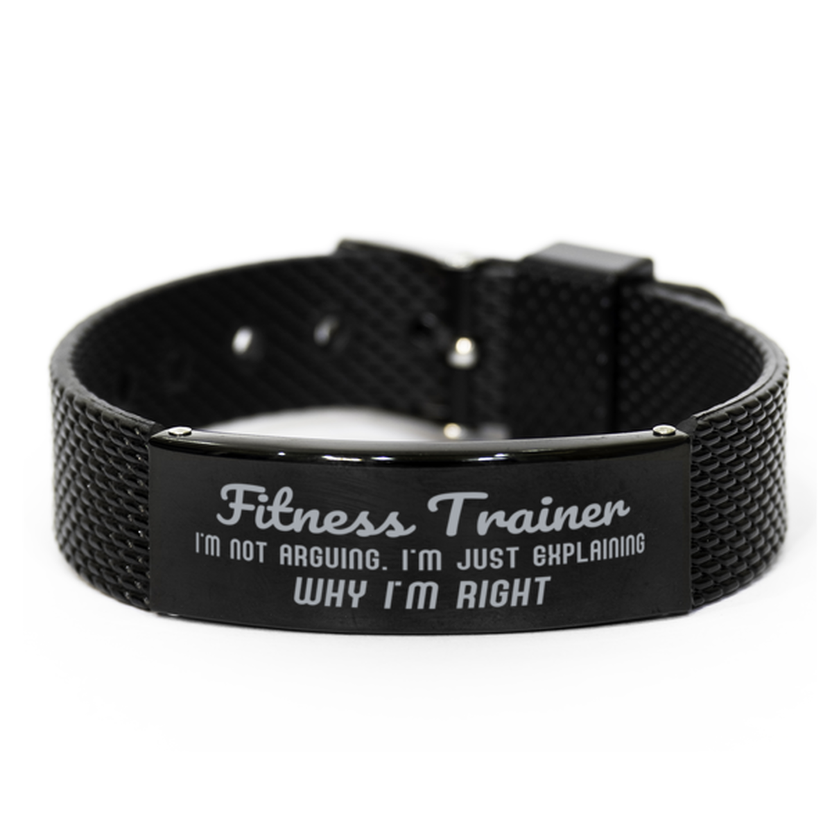 Fitness Trainer I'm not Arguing. I'm Just Explaining Why I'm RIGHT Black Shark Mesh Bracelet, Funny Saying Quote Fitness Trainer Gifts For Fitness Trainer Graduation Birthday Christmas Gifts for Men Women Coworker