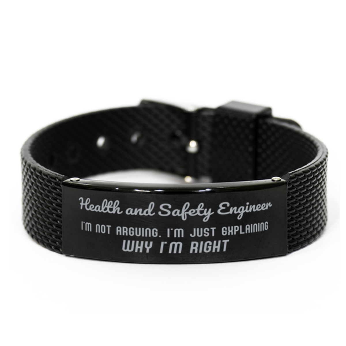 Health and Safety Engineer I'm not Arguing. I'm Just Explaining Why I'm RIGHT Black Shark Mesh Bracelet, Funny Saying Quote Health and Safety Engineer Gifts For Health and Safety Engineer Graduation Birthday Christmas Gifts for Men Women Coworker