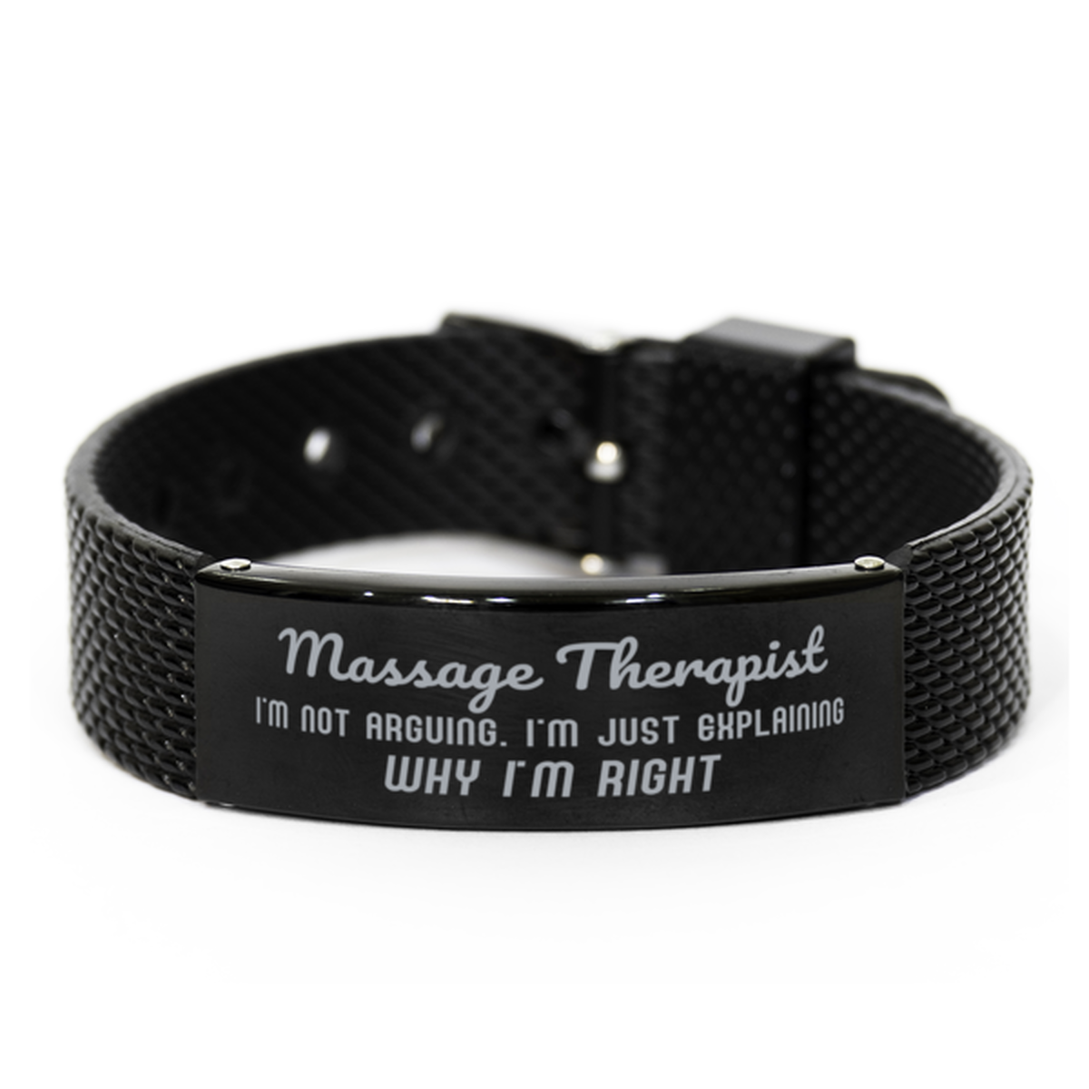 Massage Therapist I'm not Arguing. I'm Just Explaining Why I'm RIGHT Black Shark Mesh Bracelet, Funny Saying Quote Massage Therapist Gifts For Massage Therapist Graduation Birthday Christmas Gifts for Men Women Coworker