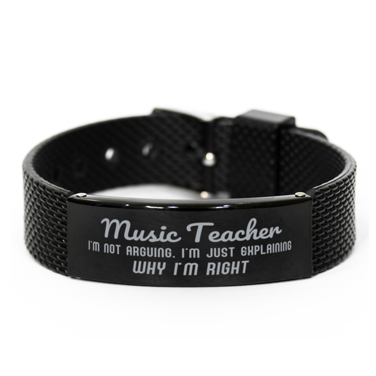 Music Teacher I'm not Arguing. I'm Just Explaining Why I'm RIGHT Black Shark Mesh Bracelet, Funny Saying Quote Music Teacher Gifts For Music Teacher Graduation Birthday Christmas Gifts for Men Women Coworker