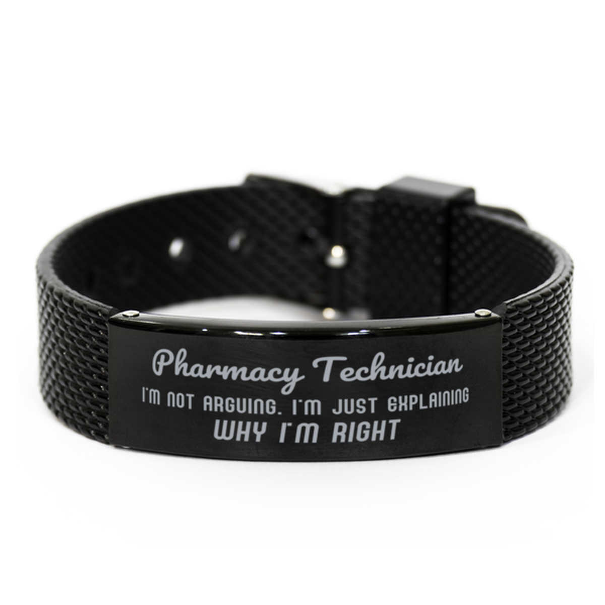 Pharmacy Technician I'm not Arguing. I'm Just Explaining Why I'm RIGHT Black Shark Mesh Bracelet, Funny Saying Quote Pharmacy Technician Gifts For Pharmacy Technician Graduation Birthday Christmas Gifts for Men Women Coworker