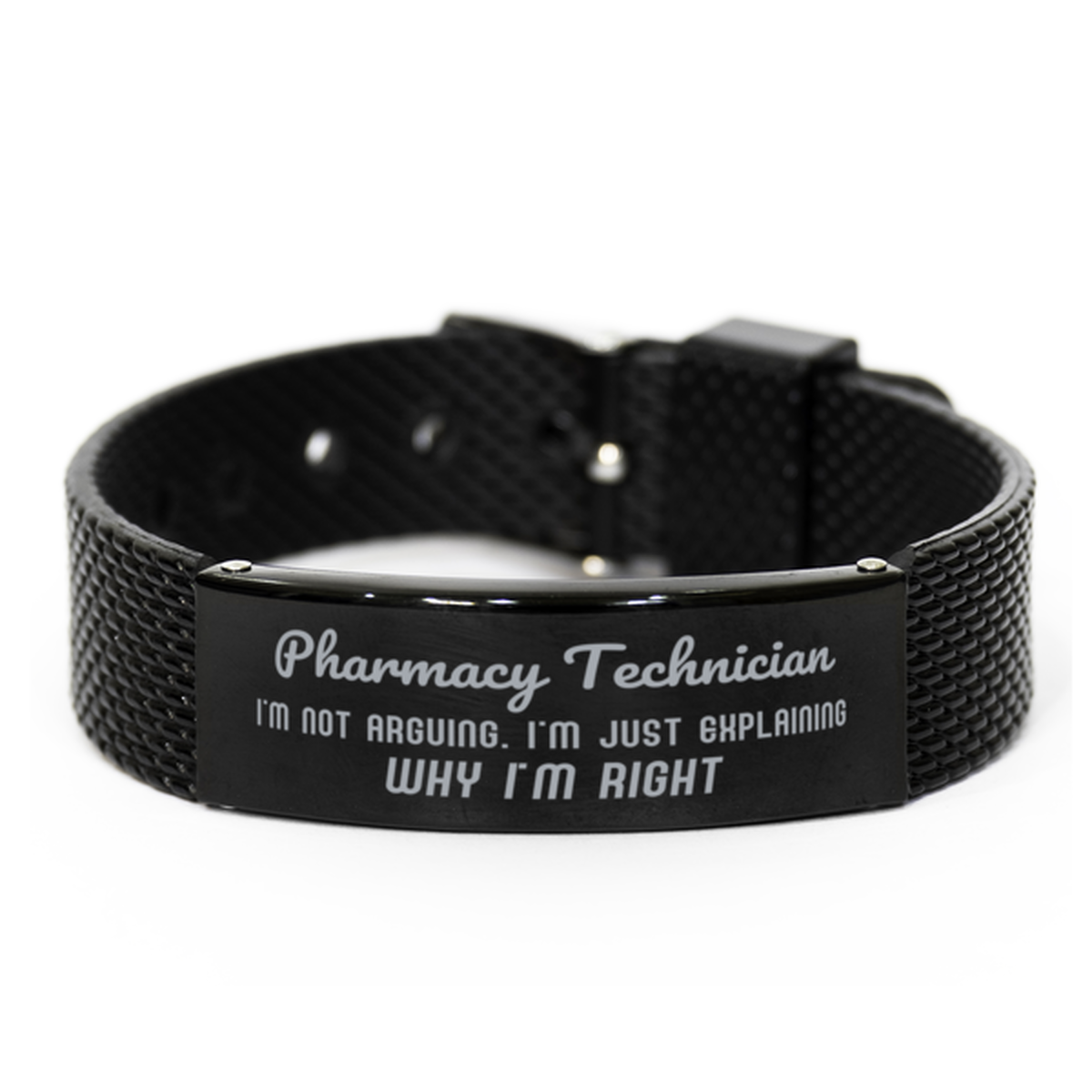 Pharmacy Technician I'm not Arguing. I'm Just Explaining Why I'm RIGHT Black Shark Mesh Bracelet, Funny Saying Quote Pharmacy Technician Gifts For Pharmacy Technician Graduation Birthday Christmas Gifts for Men Women Coworker