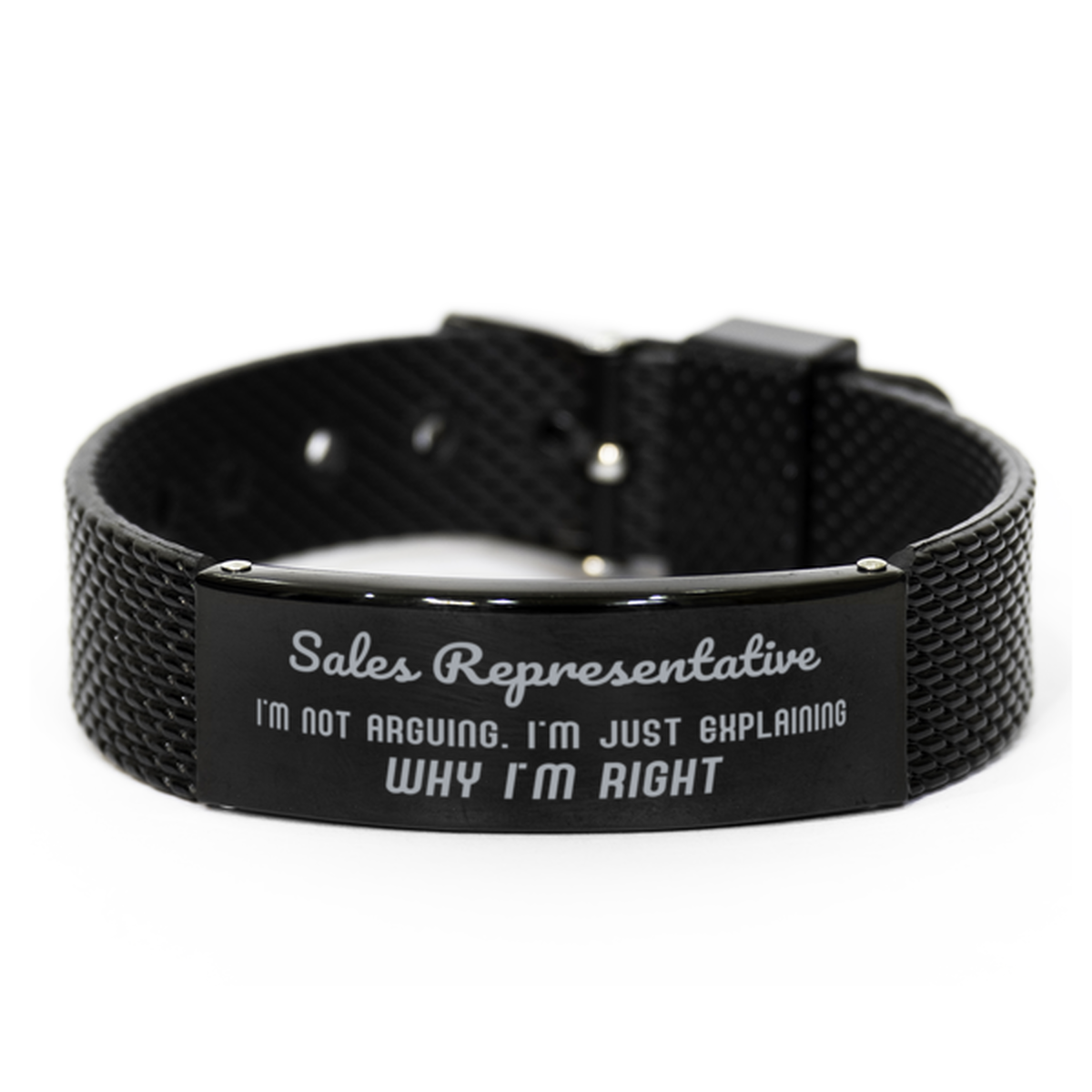 Sales Representative I'm not Arguing. I'm Just Explaining Why I'm RIGHT Black Shark Mesh Bracelet, Funny Saying Quote Sales Representative Gifts For Sales Representative Graduation Birthday Christmas Gifts for Men Women Coworker