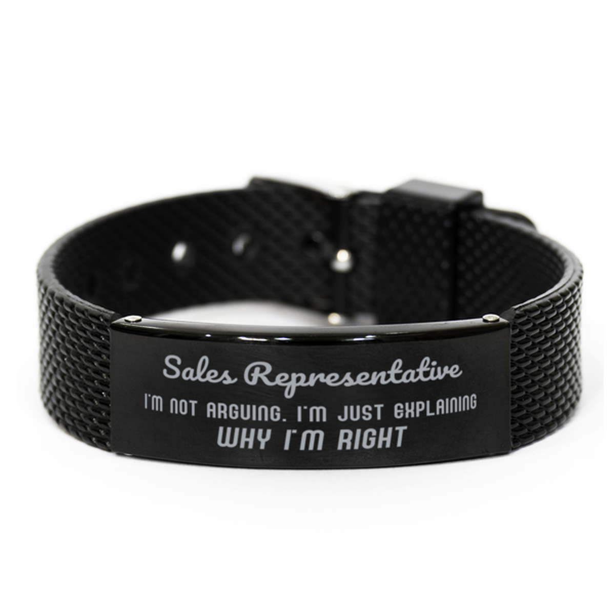 Sales Representative I'm not Arguing. I'm Just Explaining Why I'm RIGHT Black Shark Mesh Bracelet, Funny Saying Quote Sales Representative Gifts For Sales Representative Graduation Birthday Christmas Gifts for Men Women Coworker